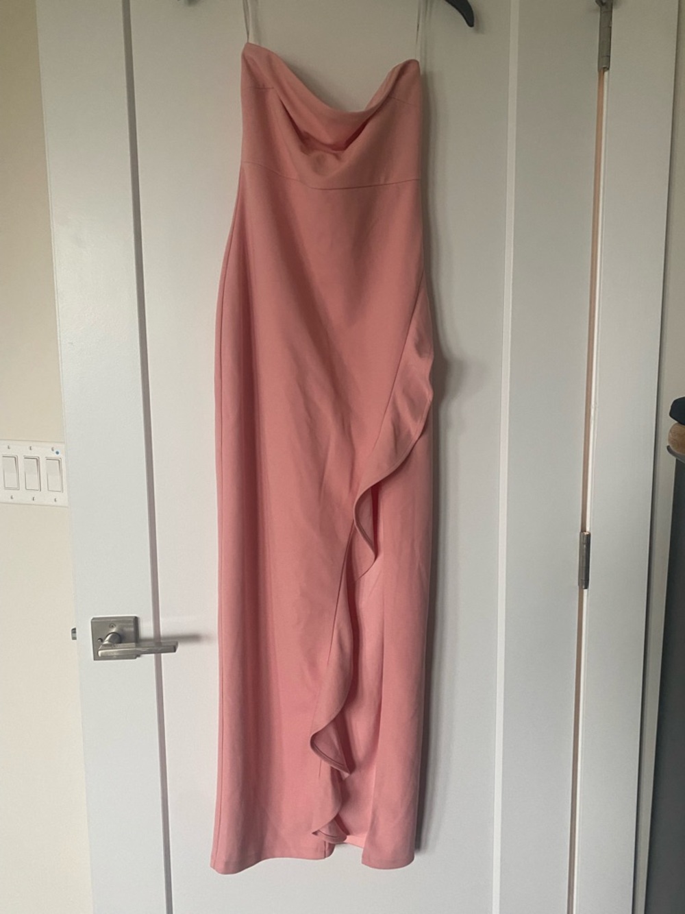 Lulu's Dusty Rose Strapless Cowl Maxi Dress